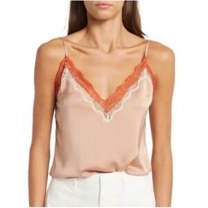 Ramy Brook Perry Lace Feminine Trim Camisole Top Caramel Orange NWT Boho Chic